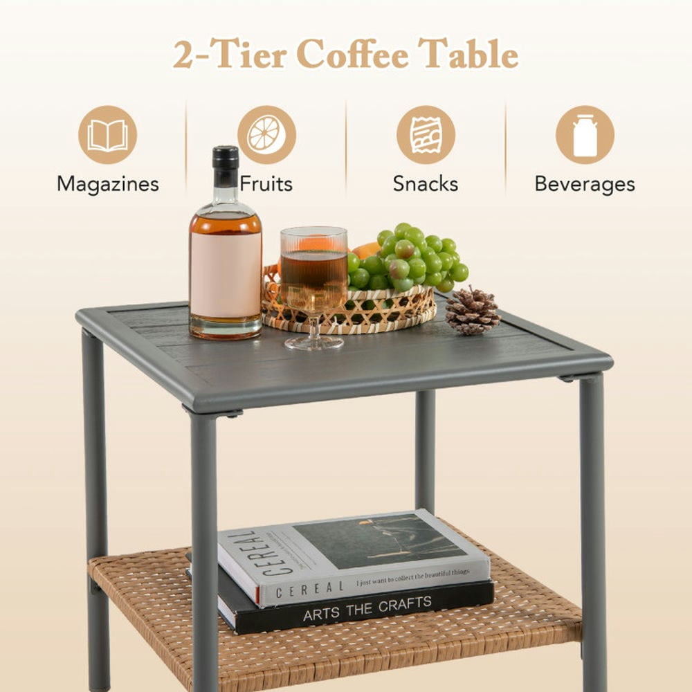 Spaco 3 Pieces Corner Patio Furniture with Small Coffee Table, Patio Furniture Set for Outdoor as Garden, Yard, Beige