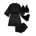 thumbnail image 1 of DPTALR Women Plus Size Lingerie Silk Robe Satin Bathrobe Four-piece Set Sleepwear Pajamas, 1 of 6