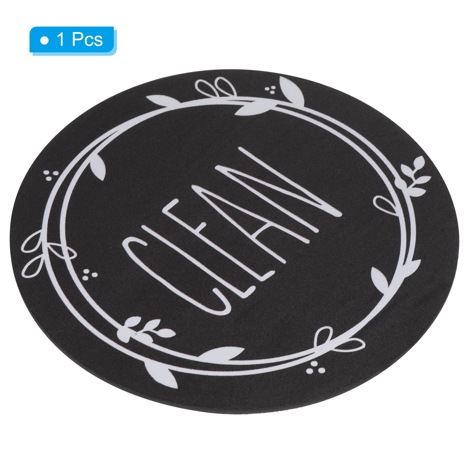 Unique Bargains Dirty Clean Dishwasher Magnet Round Refrigerator Sign Magnet Black