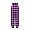 thumbnail image 5 of FRSASU Women's Wide Leg Jeans High Waisted Drawstring Stretchy Straight Leg Plaid Print Loose Pants with Pockets Pink, 5 of 6