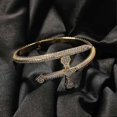 thumbnail image 5 of Gold Titanium Stainless Steel Pave Cubic Zironia Simulate Diamond Stackable Oval opening Bangle Bracelet, 5 of 5