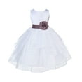 thumbnail image 2 of Ekidsbridal Girl Pageant Flower Girl Dress - White Tiered Organza with Bow Sash 4613T-A (Size: S-12), 2 of 3