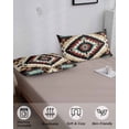 thumbnail image 4 of Boho Brown Teal Red Pillow Covers King Size, Southwestern Geometric Art Vintage Soft Bed Throw Pillowcases Breathable Cooling Long Lumbar Body Pillow Sham Cover for Bed Sofa 20''x40'', 4 of 7