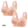 thumbnail image 2 of FAIWAD 2 Pcs Snap Front Bras for Women Solid Color Breathable Embroidered Lace Wirefree Plus Size T-Shirt Bras, 2 of 9
