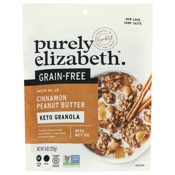 Pack of 6, Purely Elizabeth Cinnamon Peanut Butter Nut Granola, 8 oz