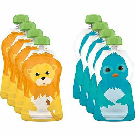 Squooshi Reusable Food Pouches, BPA-Free, Small, 2.5 oz, 8-Pack