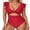 Bringht Red-ruched v neck, variant on Tummy Control One Piece Swimsuit for Womens High Waisted Bathing Suits Cutout Ruffle Monokini Swimwear
