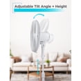 thumbnail image 5 of BLACK+DECKER 16-Inch Pedestal Fan, BFP16MXW, Oscillating Fan for Home and Office, Standing Fan with 3 Speed Settings, Height Adjustable with Adjustable Head Tilt, White, 5 of 7