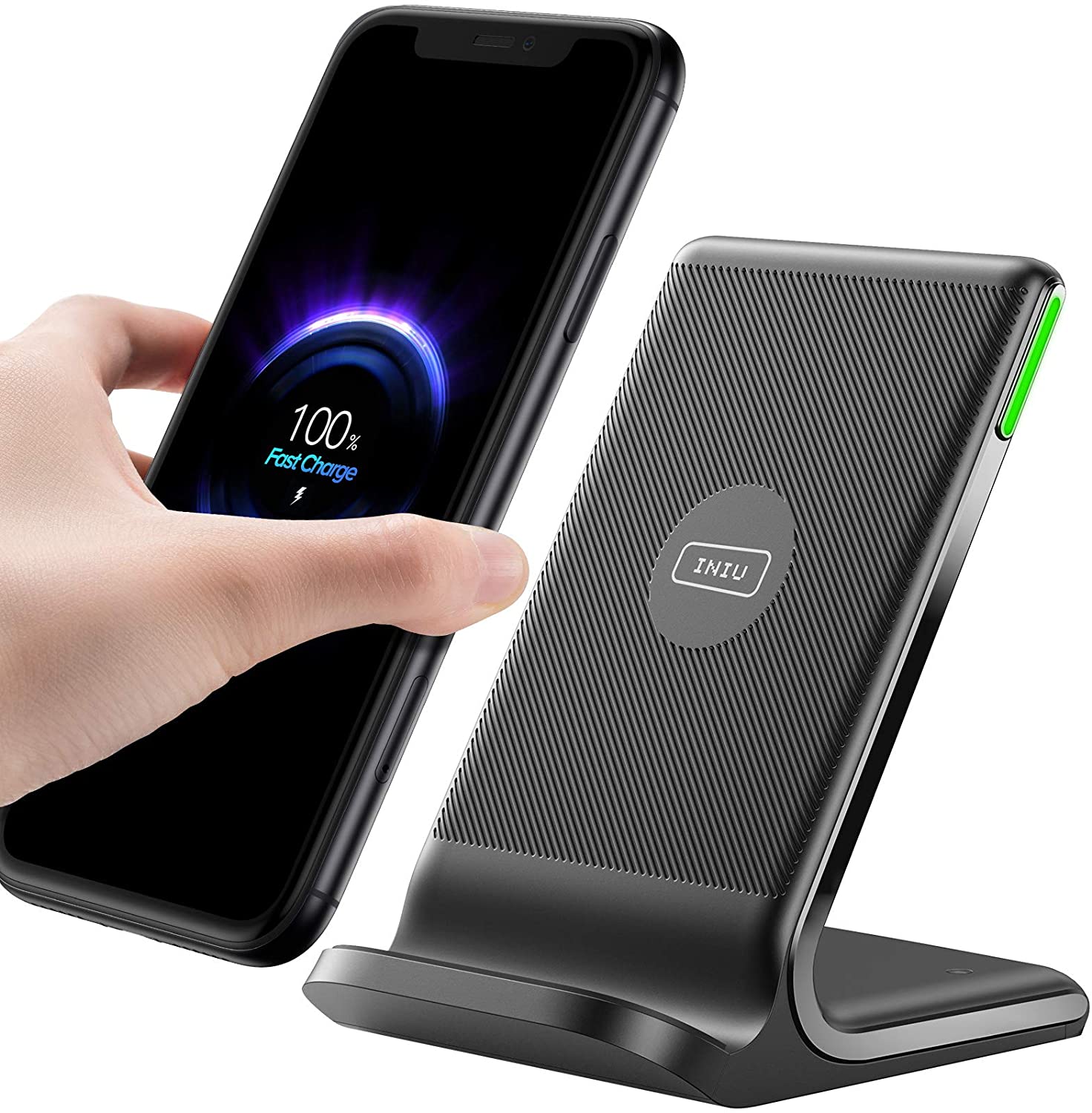 INIU Wireless Charger, 15W Qi-Certified Fast Wireless Charging Stand with  Dual Coils  Sleep-Friendly Adaptive Light Walmart Canada