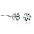 thumbnail image 5 of 1 Pair 5mm Zircon 925 Sterling Silver Moissanite Hexagonal Prong Stud Earrings for Women, 5 of 6