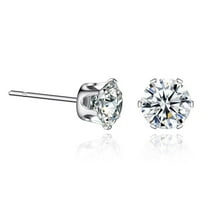 Flashing Moissanite Earrings 925 Silver Hexagonal Claws White Diamond Simple Fashionable Earrings for Women 7mm