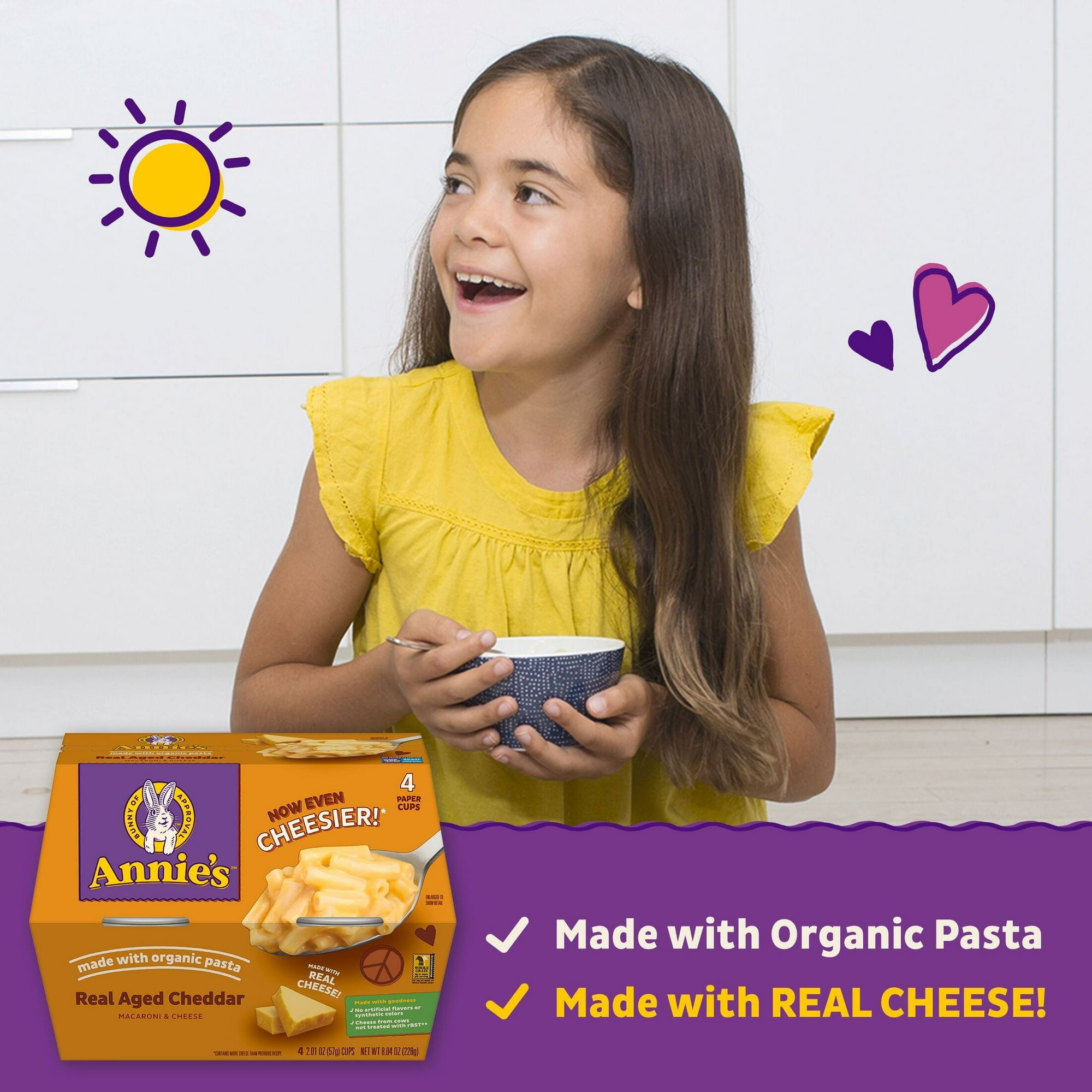 Annie's Real Aged Cheddar Microwave Mac and Cheese with Organic Pasta, 4 Cups, 8.04 oz ( 3 Pack )
