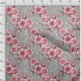 thumbnail image 3 of oneOone Viscose Chiffon Peach Fabric Leaves & Rose Floral Quilting Supplies Print Sewing Fabric By The Yard 42 Inch Wide, 3 of 4