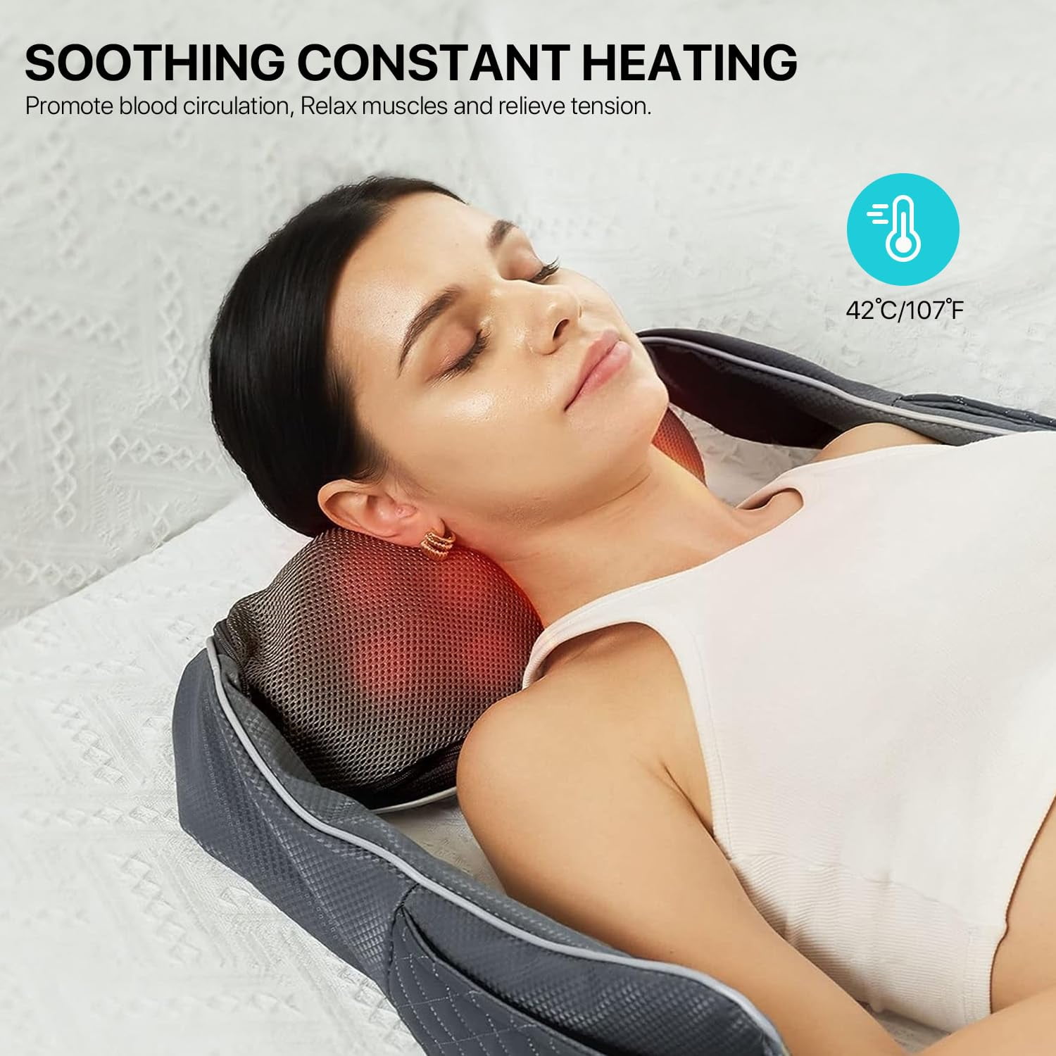 ALLJOY Cordless Neck and Shoulder Massager, Rechargeable Deep Tissue Kneading Neck Massager with Heat,Gifts for Women, Men, Mom, Dad