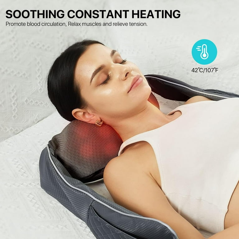 ALLJOY Cordless Shiatsu Neck and Back Massager with Soothing Heat,  Rechargeable 3D Kneading Massage Pillow for Muscle Pain Relief, Use  Unplugged, Detachable Cover 