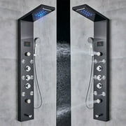 Senlesen Black Shower Panel Tower LED Rain Shower Faucets Massage System Body Jet Sprayer