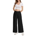 thumbnail image 6 of Womens Linen Wide Leg Pants Casual Zipper Front Summer Cropped Trousers Beach Vacation Dressy Pants with Pockets XL, 6 of 6