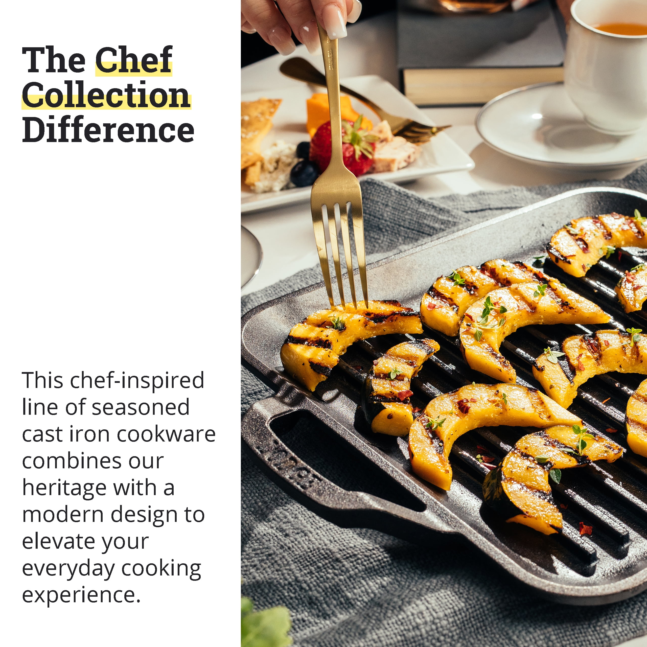 Lodge 11" Cast Iron Square Grill Pan - Chef Collection - Pre-Seasoned Cast Iron Pan - Versatile Cooking - Indoor & Outdoor Use - Incredible Heat Retention