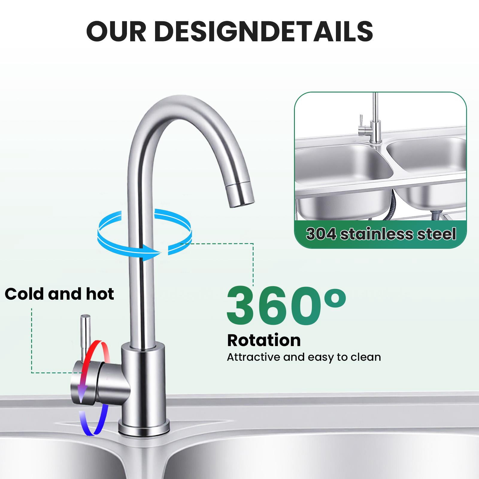 QUHEE 304 Stainless Steel Free Standing Sink Station, 47in Double Bowl Utility Sink with Storage Shelf for Home Kitchen Laundry Room Outdoor Patio