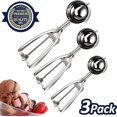 thumbnail image 1 of 2024 Ice Cream Scoop Ice Cream Spoon Polished Stainless Steel 3 Pieces Different Sizes Small 4cm, Medium, 1 of 5