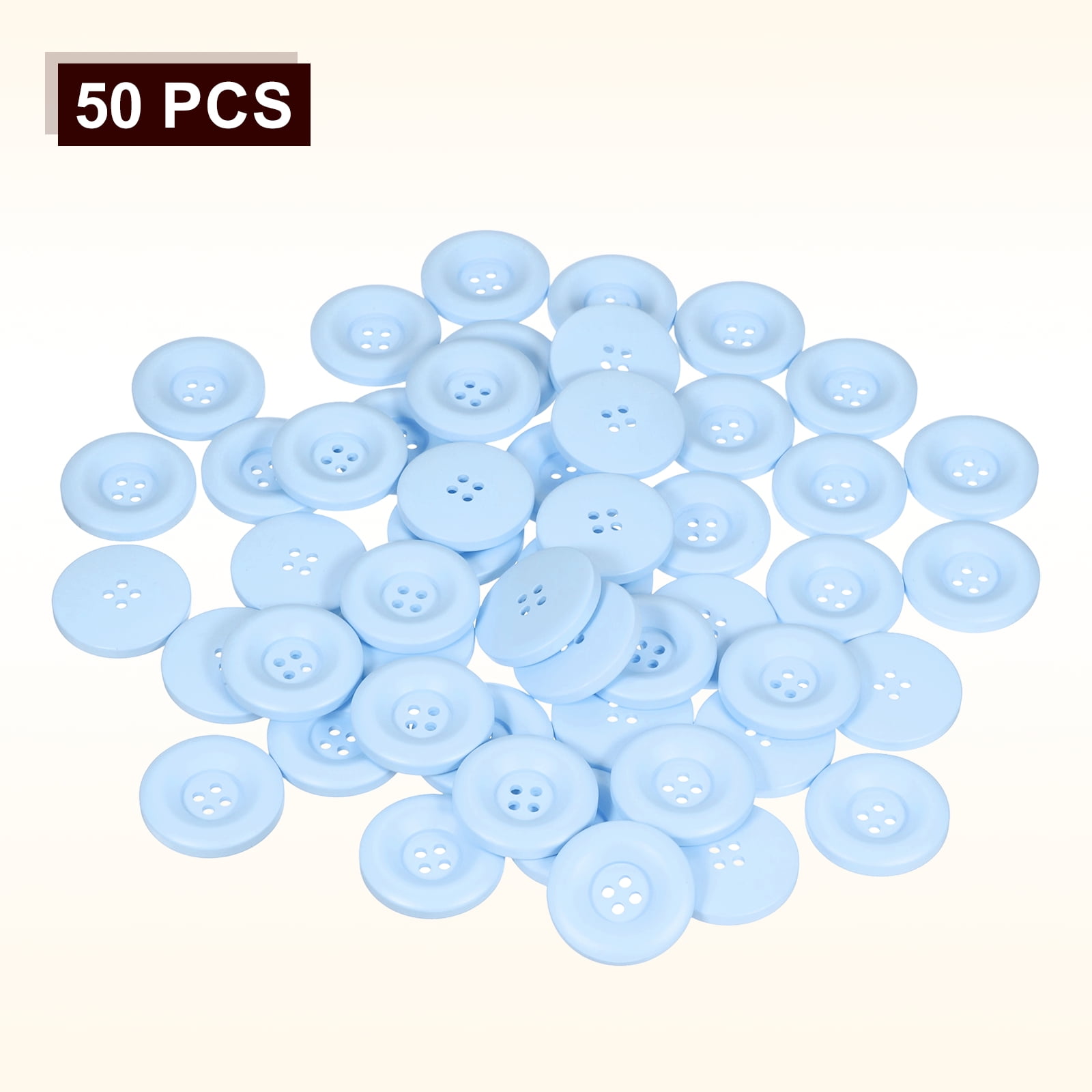 Uxcell 50pcs Sewing Button 30mm 4 Holes Resin Round Crafting Buttons, Blue