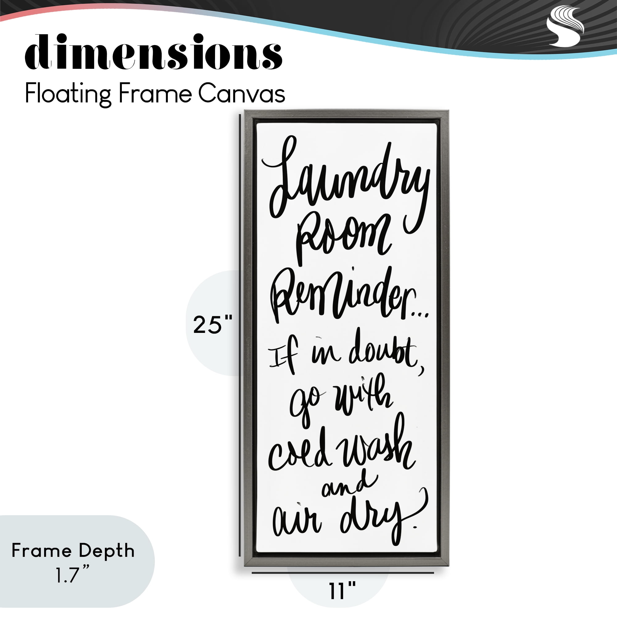 Stupell Industries If In Doubt Laundry Tip Gray Framed Floater Canvas Wall Art, design by SD Graphics Studio