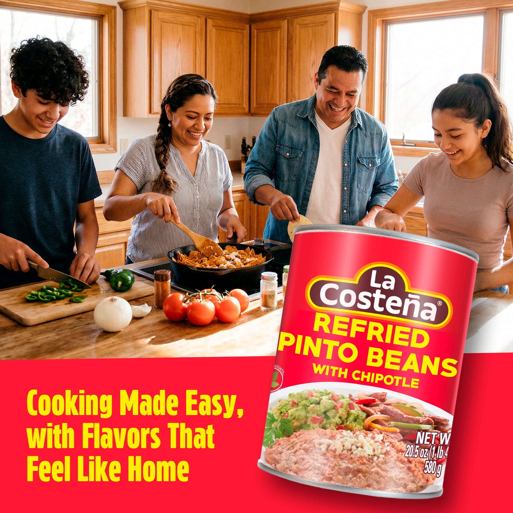 (12 pack) La Costeña Canned Refried Pinto Beans with Jalapeno Pepper, 20.5 oz