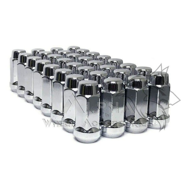 32 Chrome Acorn Bulge Lug Nuts 9/16-18 For 1987-1998 Ford F-250 F-350 1.90" Tall