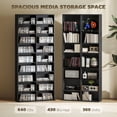 thumbnail image 3 of 9-Tier Black Media Shelf - Adjustable CD & DVD Storage Rack | 68.9" Tall | Living Room, Office & Entryway Organization, 3 of 7