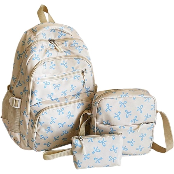 2026 TripleHBB Bow Backpack,3-Piece Cute Nylon Bookbag with Crossbody & Pouch Set, Cute Backpack Set Aesthetic Daypack Bow Rucksack