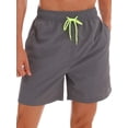thumbnail image 1 of Daeful Boardshorts Elastic-Waist Swimsuit Drawstring Beach Pants Men Fitness Sports Solid Color Bathing Suit Gray M, 1 of 3