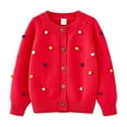 thumbnail image 2 of Coerni Girls Cardigan Sweaters Colorful Hairball Long Sleeve Knitted Outerwear Button-Up Cute Comfy Kids Fall Clothes, 2 of 9