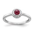 thumbnail image 1 of 14k White Gold Real Diamond and Cabochon Garnet Ring, 1 of 1