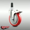 thumbnail image 2 of 5 Inch 316SS Red Poly Swivel 1-1/8 Inch Expanding Stem Caster Lock Brake SCC, 2 of 2