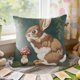 thumbnail image 4 of CaiYueKe Easter Rabbit Floral Pillow Cover - Sofa Cushion Case Home Decor Throw Pillow for Living Room Couch Bedroom Outdoor Indoor Decorative Accent Spring Holiday Farmhouse Decor, 4 of 8