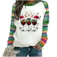 thumbnail image 2 of Womens Tops Plus Size Christmas Printed Round Neck Long Sleeve Casual Loose Capless Sweatshirt Wine M, 2 of 5