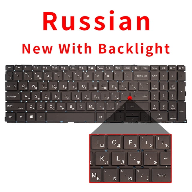 Clavier d'Ordinateur Portable Original Nouveau US Russe pour HP ProBook 450 G8 455 G8 455R G8 650 G8 HSN-Q27C HSN-Q31C avec Rétroéclairage RU Nouveau Rétroéclairé