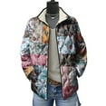 thumbnail image 2 of adviicd Womens Puffer Jacket Vintage Floral Printed Quilted Y2k Patchwork Coat Fall Fashion Clothes (Light Blue, XXL), 2 of 9
