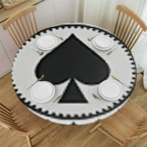 HAOXIT Funny Poker Card Round Tablecloth Waterproof Tablecover for Outdoor Patio Party Picnic Wedding Indoor Kitchen Dinner Tabletop Decoration 31-35