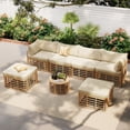 thumbnail image 2 of 7 Pieces Patio Furniture Set, All-Weather Rattan Sectional Sofa Set with Pillows, Outdoor Conversation Sets for Garden, Backyard, Balcony, Brown, 2 of 10