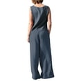 thumbnail image 5 of KOMOO Women 2Piece Pants Set Sleeveless Tops Wide Leg Trousers Cotton Linen Outfits Oversize, 5 of 7