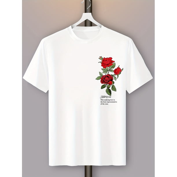 Y2K Men'S Rose Faux Texture Pattern Print T-Shirt tee top