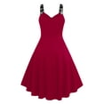 thumbnail image 2 of Rosegal Plus Size Eyelets Ruched High Low Punk Dress Deep Red L, 2 of 4