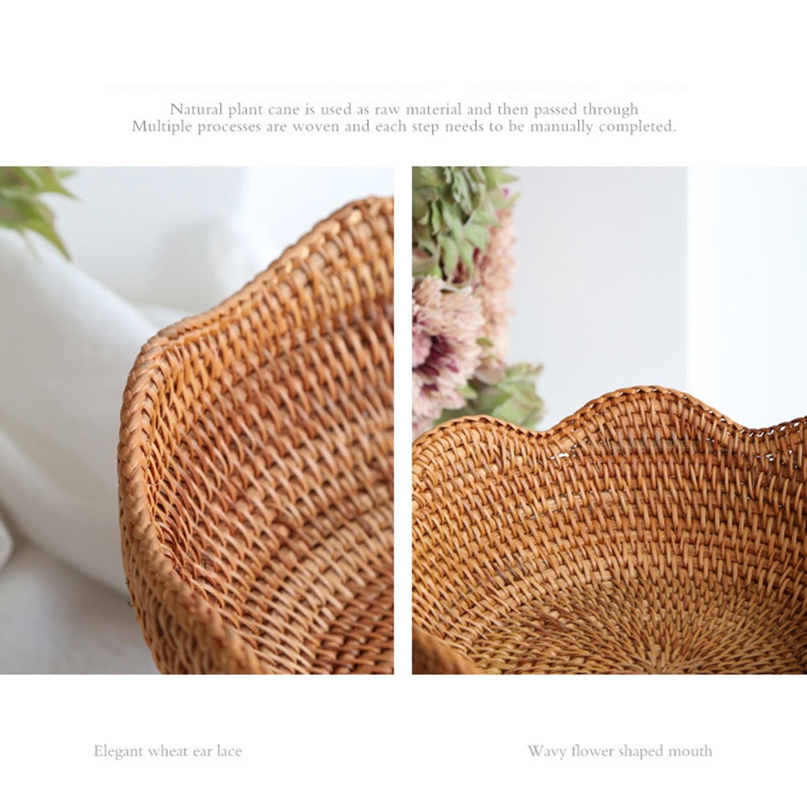 1 Pc Round Woven Fruit Basket for Counter, Wicker Bread Bowl, Easter Baskets, Reusable Handwoven Basket for Kitchen, Store, Restaurant, Outdoor, Party, 7.87x5.12 Inch, Small