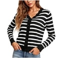thumbnail image 4 of Hilenly Womens Striped Cardigan Sweaters Long Sleeve V Neck Lightweight Open Front Button Down Knit Cardigans, 4 of 8