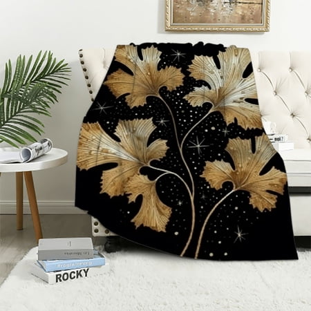 Shiartex Fine Foliage Lace Stars Flannel Throw Blanket Bedding Cozy Lightweight for Adults All Seasons, Perfect Gift for Various Occasions 40x50in