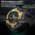 thumbnail image 3 of Reloj Pulsera Táctico Militar Sanda 739 Impermeable Hombre Mujer Sport Correa Negro Bisel Negro Fondo Dorado, 3 of 8