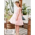 thumbnail image 4 of Oudiya Girls Summer Pink Dress Flared Sleeve Swiss Dots Party Pleated Dress for Kids 4-12Y, 4 of 8