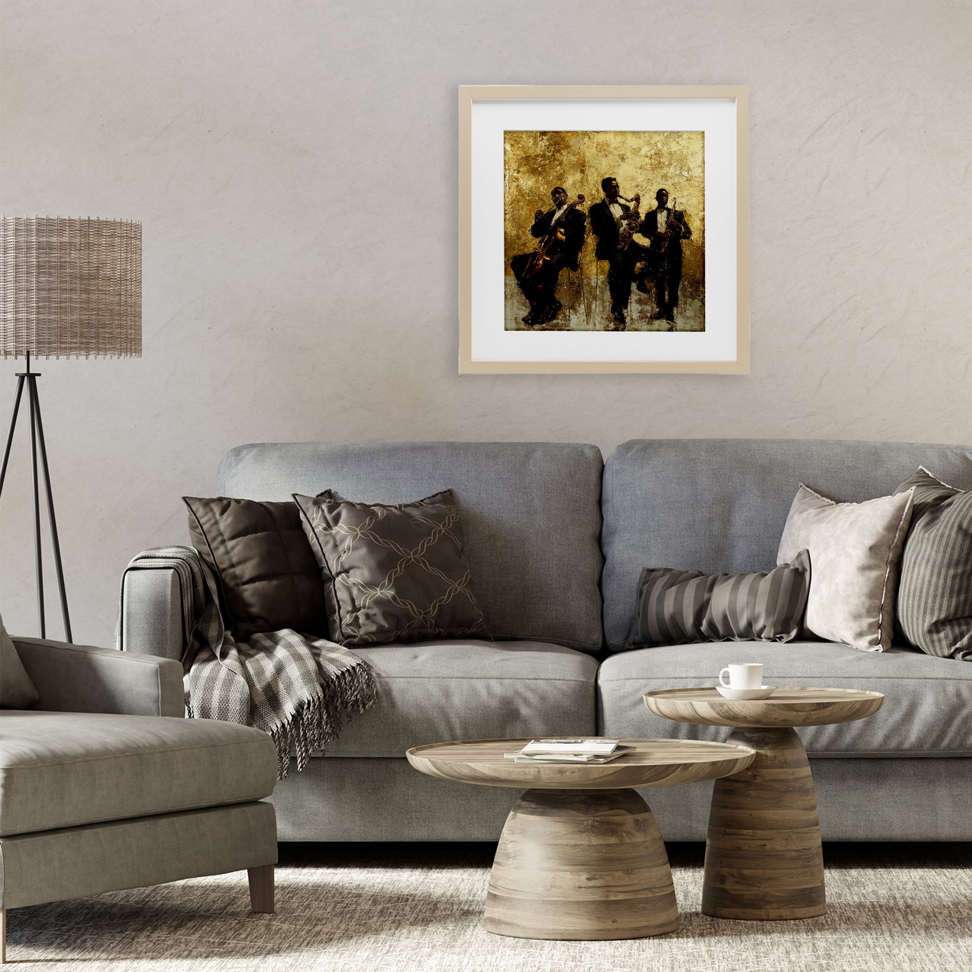 Golden Era Musicians Abstraction Birch Framed Print Under Glass, design by Marta Wiley