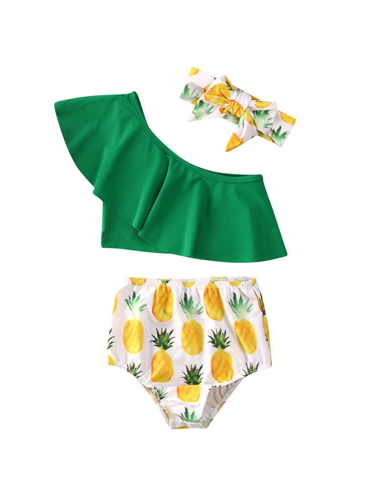 3PCS Kids Girls Pineapple Swimming Bikini Bowknot Swimwear Swimsuit ...